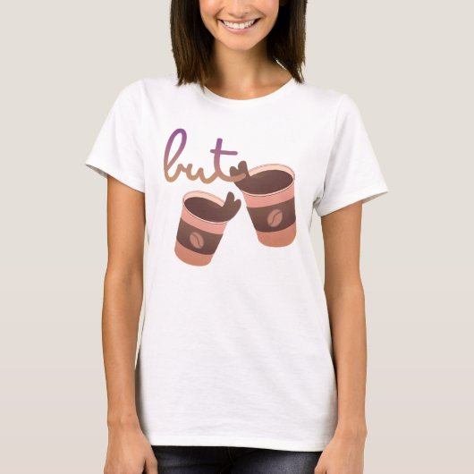 Cute Coffee Cups T-Shirt , Cozy & Aesthetic Design Tシャツ (正面)