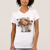 Cute Coffee Girl & Macarons – Whimsical Aesthetic  Tシャツ (正面)