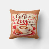 Cute Coffee Love in a Cup Valentine Quote Brown クッション (裏面)