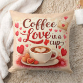 Cute Coffee Love in a Cup Valentine Quote Pink クッション (ブランケット)