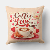 Cute Coffee Love in a Cup Valentine Quote Pink クッション (裏面)