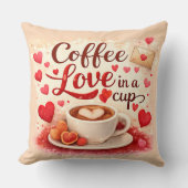Cute Coffee Love in a Cup Valentine Quote Pink クッション (正面)
