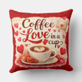 Cute Coffee Love in a Cup Valentine Quote Red クッション (裏面)