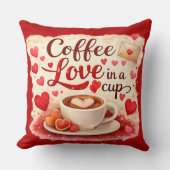 Cute Coffee Love in a Cup Valentine Quote Red クッション (正面)