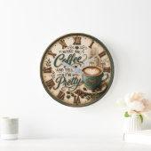 Cute Coffee Lover ラージ壁時計 (ホーム)