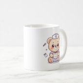 Cute Coffee-Loving Nurse Teddy Bear  コーヒーマグカップ (正面右)
