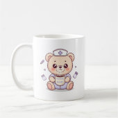 Cute Coffee-Loving Nurse Teddy Bear  コーヒーマグカップ (左)