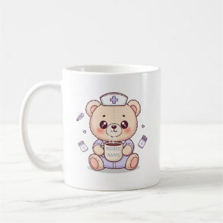 Cute Coffee-Loving Nurse Teddy Bear コーヒーマグカップ