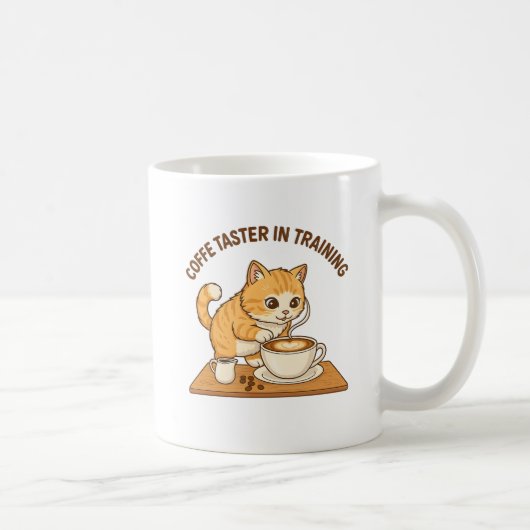 Cute Coffee Mug: "Coffee Taster in Training" Cat  コーヒーマグカップ (右)