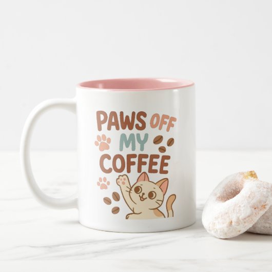 Cute Coffee Mug – Funny Cat Lover’s Cup ツートーンマグカップ (ドーナツ)