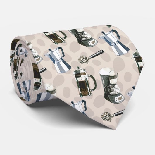 Cute coffee shop tiled pattern ネクタイ (ロール)