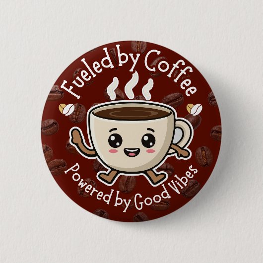 Cute Coffee Vibes Design 缶バッジ (正面)