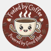 Cute Coffee Vibes Sticker Design ラウンドシール (正面)