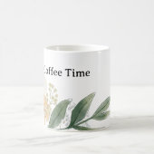 Cute CoffeeTime Teacup. Modern Minimalist Floral コーヒーマグカップ (中央)