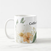 Cute CoffeeTime Teacup. Modern Minimalist Floral コーヒーマグカップ (左)