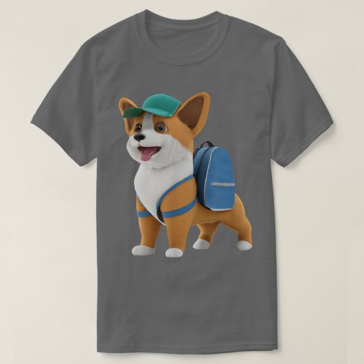Cute Cogi Puppy Dog Backpack Baseball Cap Back To Tシャツ (デザイン正面)