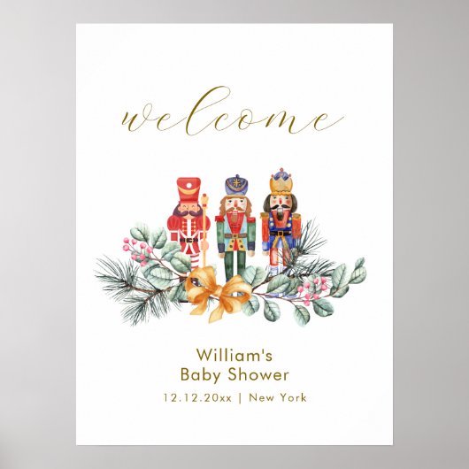 Cute Cold Outside Nutcracker Baby Shower Welcome ポスター (正面)