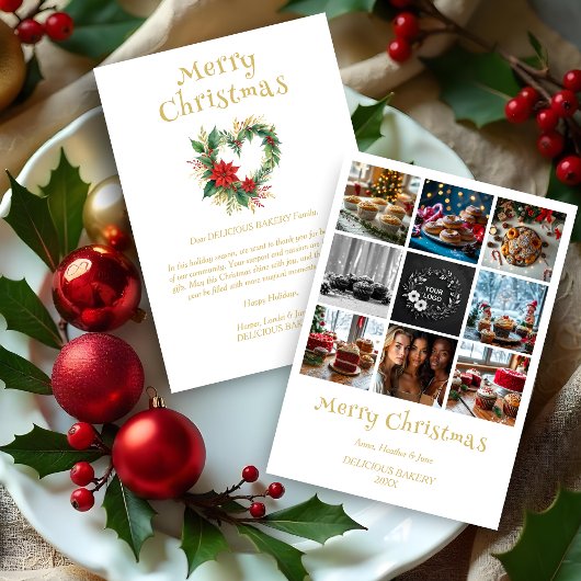 Cute Collage Christmas Wreath Heart-Shape Floral  シーズンカード