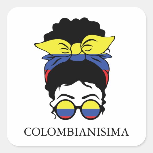 CUTE COLOMBIANISIMAコロンビアガール国旗 スクエアシール (正面)
