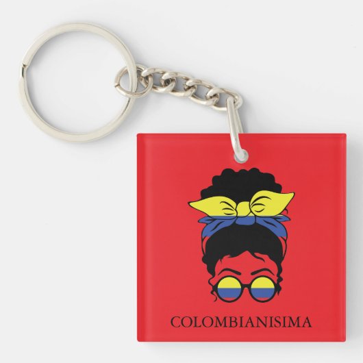 CUTE COLOMBIANISIMA Colombian Girl Flag キーホルダー (正面)