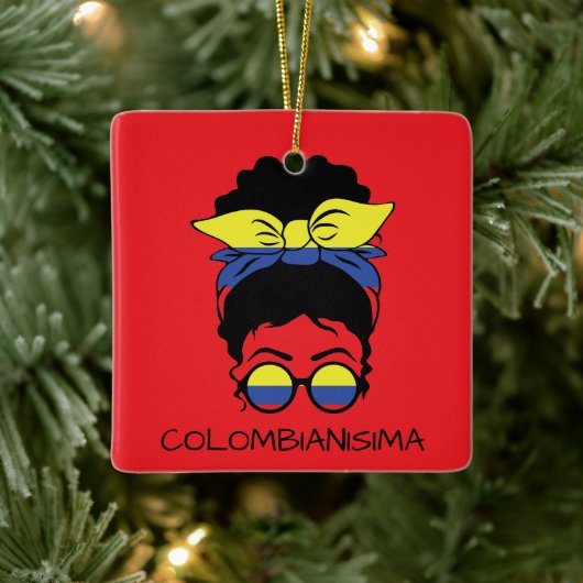 CUTE COLOMBIANISIMA Colombian Girl Flag セラミックオーナメント (ツリー)
