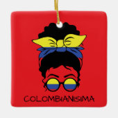 CUTE COLOMBIANISIMA Colombian Girl Flag セラミックオーナメント (正面)