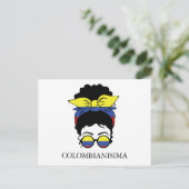 CUTE COLOMBIANISIMA Colombian Girl Flag ポストカード (スタンド正面)