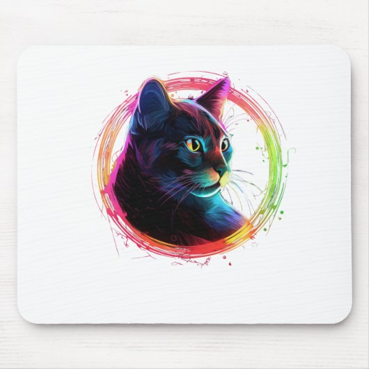 cute color full cat design マウスパッド (正面)