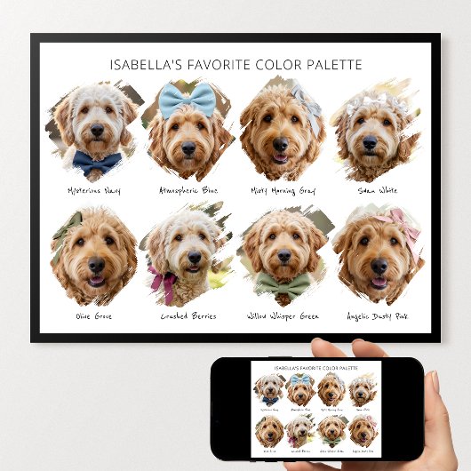 Cute Color Palette Custom Photo Paint Swatch Dog ポスター