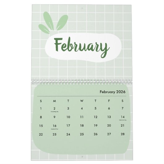 Cute & Colorful 2026 Calendar カレンダー (2月 2026)