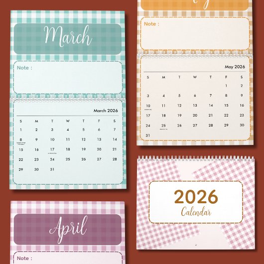 Cute & Colorful 2026 Calendar カレンダー