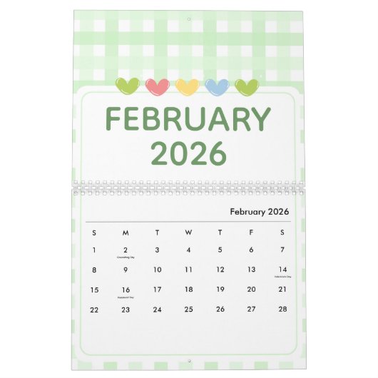Cute & Colorful 2026 Calendar カレンダー (2月 2026)