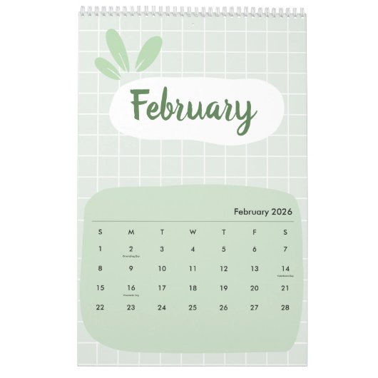 Cute & Colorful 2026 Calendar カレンダー (2月 2026)