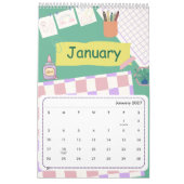 Cute Colorful 2026 Calendar カレンダー (1月 2027)
