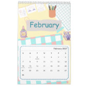 Cute Colorful 2026 Calendar カレンダー (2月 2027)