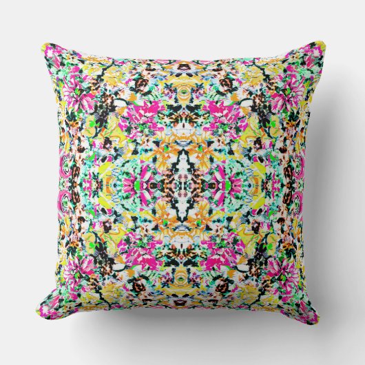 Cute colorful abstract floral クッション (正面)