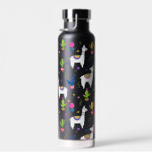 Cute Colorful Alpaca Cactus Personalized Name ウォーターボトル (右面)
