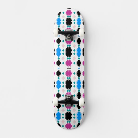 Cute colorful aztec pattern license plate スケートボード (正面)