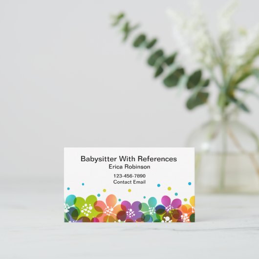 Cute Colorful Babysitter Business Cards 名刺 (スタンド正面)