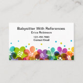 Cute Colorful Babysitter Business Cards 名刺 (正面)
