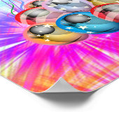 Cute, Colorful Balloons, Fireworks, Birthday ポスター (角)