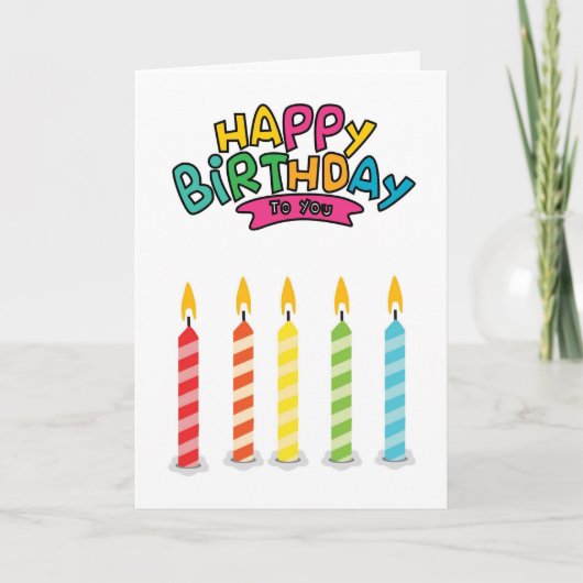 Cute Colorful Birthday Candles Greeting Card カード (正面)