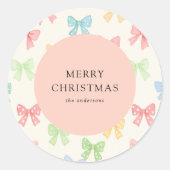 Cute Colorful Bow Pattern Holiday ラウンドシール (正面)
