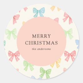Cute Colorful Bow Pattern Holiday ラウンドシール