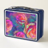 Cute colorful bright flowers personalized メタルランチボックス (裏面)