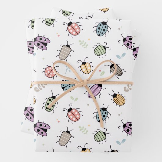 Cute Colorful Bugs Pattern ラッピングペーパーシート (インサイチュ)