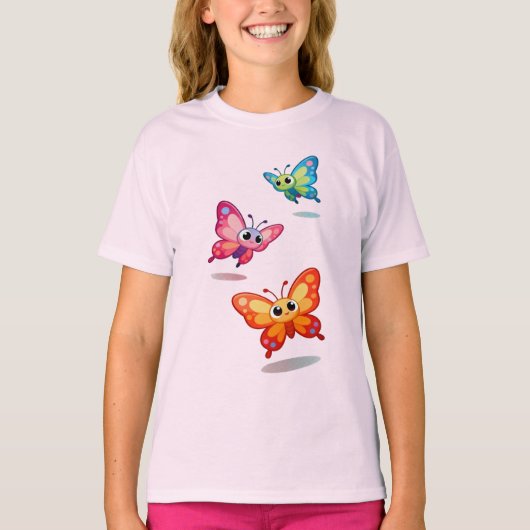 Cute Colorful Butterflies Kids T-Shirt Tシャツ (正面)