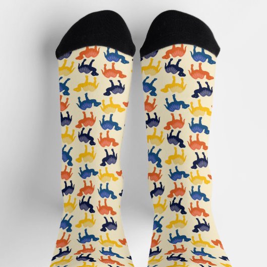 Cute Colorful Cartoon Camels Pattern ソックス (上部)