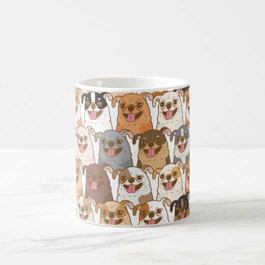 Cute Colorful Cartoon Dog Pattern Ceramic Mug コーヒーマグカップ (中央)