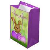 Cute Colorful Cartoon Easter Bunny Kids ミディアムペーパーバッグ (正面アングル)